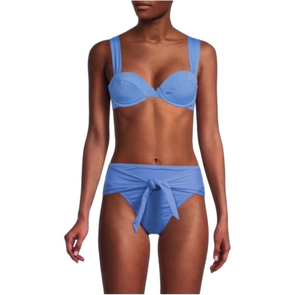 WeWoreWhat Other - NWT WeWoreWhat Bikini Set Claudia Top Riviera High Waist Bottom Blue Jean XS